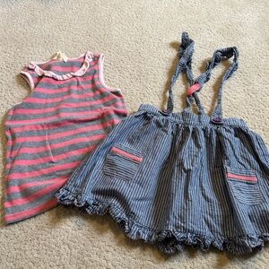 Matilda Jane On The Double Skirt Jumper and Striped Ruffle Tank Top Set